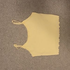 Yellow, lace, cami top. Size L